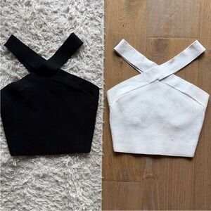 Babaton Aritzia Sculpt Knit Criss Cross Cropped Tank